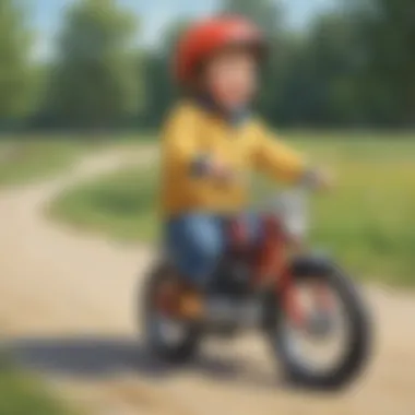 Toddler confidently riding the bike independently