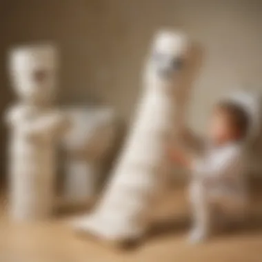 Children playing toilet paper mummy game