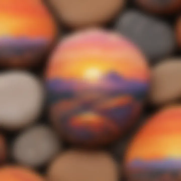 Spectacular sunset hues on a beautifully painted outdoor rock