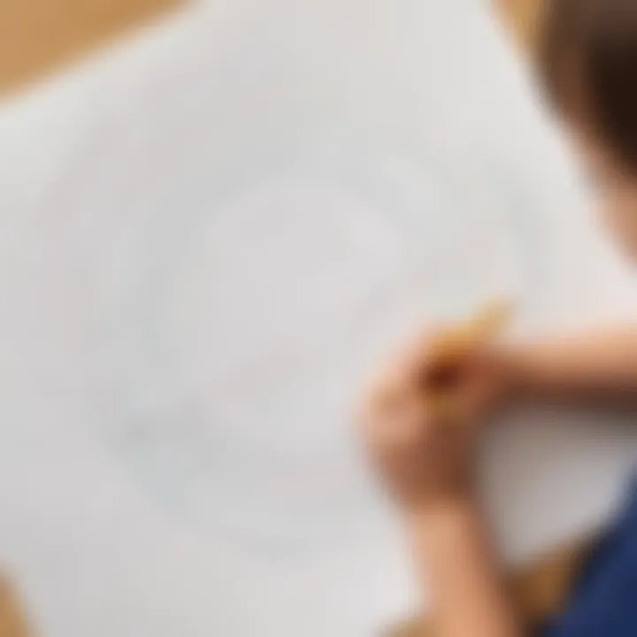 Preschool child tracing curved lines with focus and precision