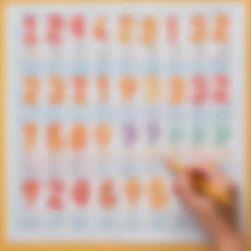 Engaging tracing worksheet with colorful numbers for kindergarten