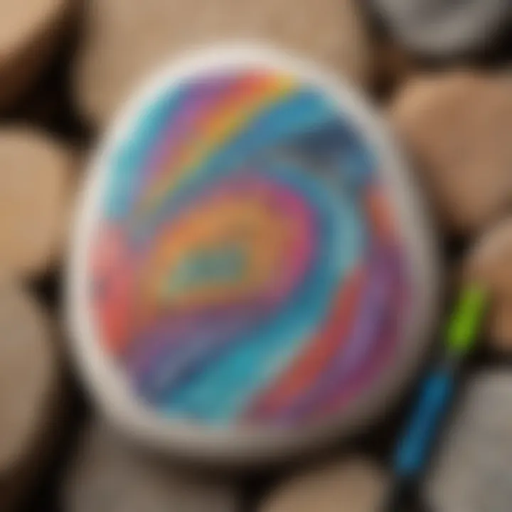 Colorful paint marker art on stone