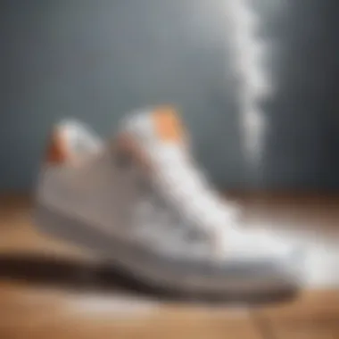 Baking soda sprinkled on shoes for odor elimination
