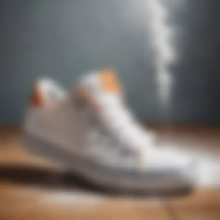 Baking soda sprinkled on shoes for odor elimination