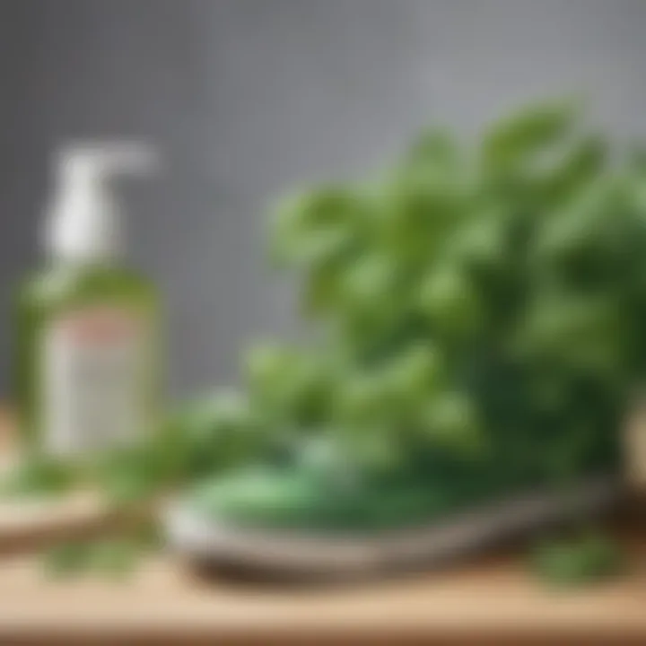 Fresh basil leaves for shoe washing