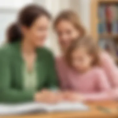 Collaboration between Educators and Parents Illustration of a parent and educator discussing assessment results and strategies.