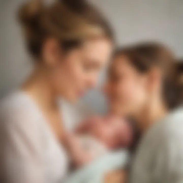 A serene moment between a parent and newborn, showcasing emotional bonding during feeding.