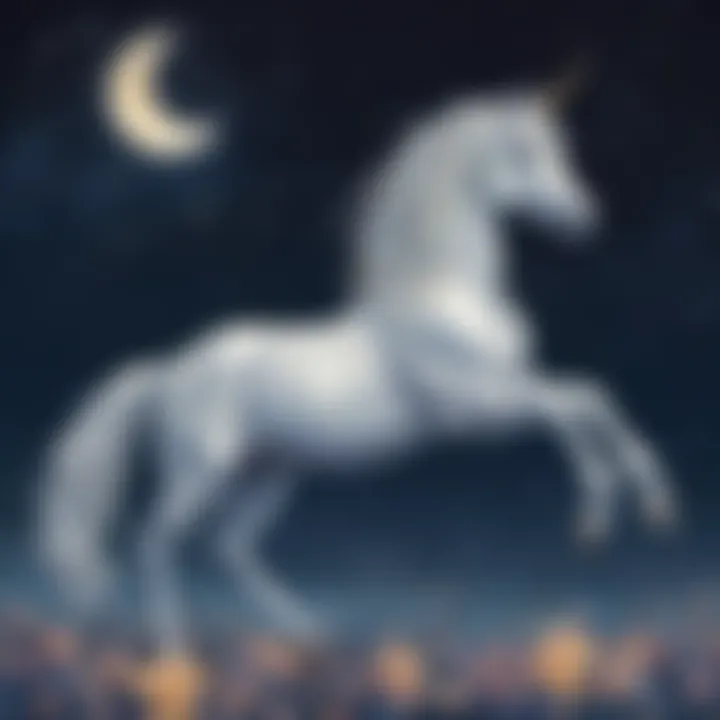 Graceful unicorn with sparkling horn surrounded by twinkling stars