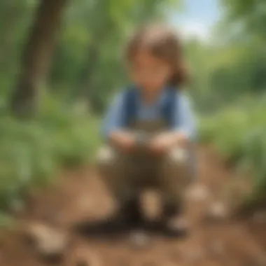 Preschooler participating in a nature scavenger hunt