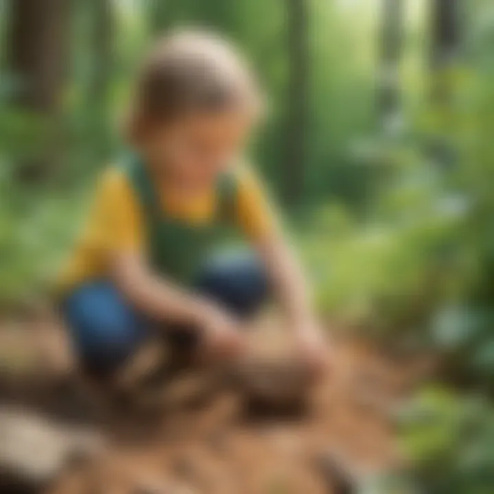 Preschooler exploring nature through sensory play