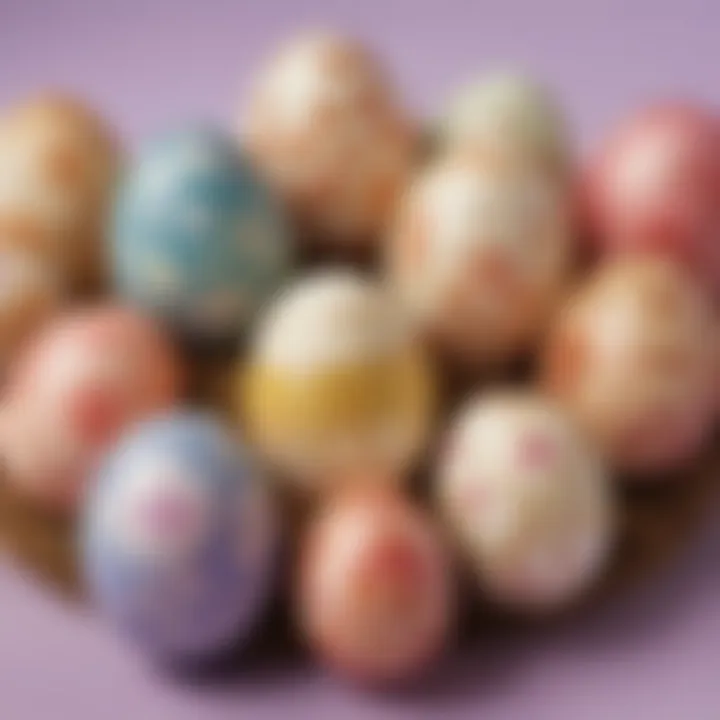 Easter eggs decorated using a variety of crafting techniques such as decoupage