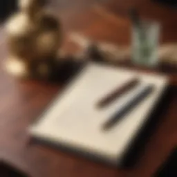 Elegant notebook with a quill pen on a desk