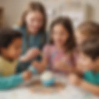 Group of children engaging in a confetti egg decorating session