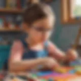 Illustration of a child engrossed in a colorful DIY craft activity