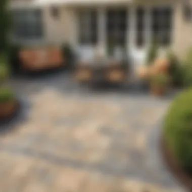 Sophisticated Outdoor Patio Design Intricate pattern of paving stones in outdoor space
