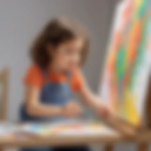Young child painting on a canvas