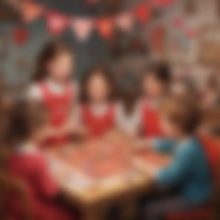 Kids playing a Valentine-themed game