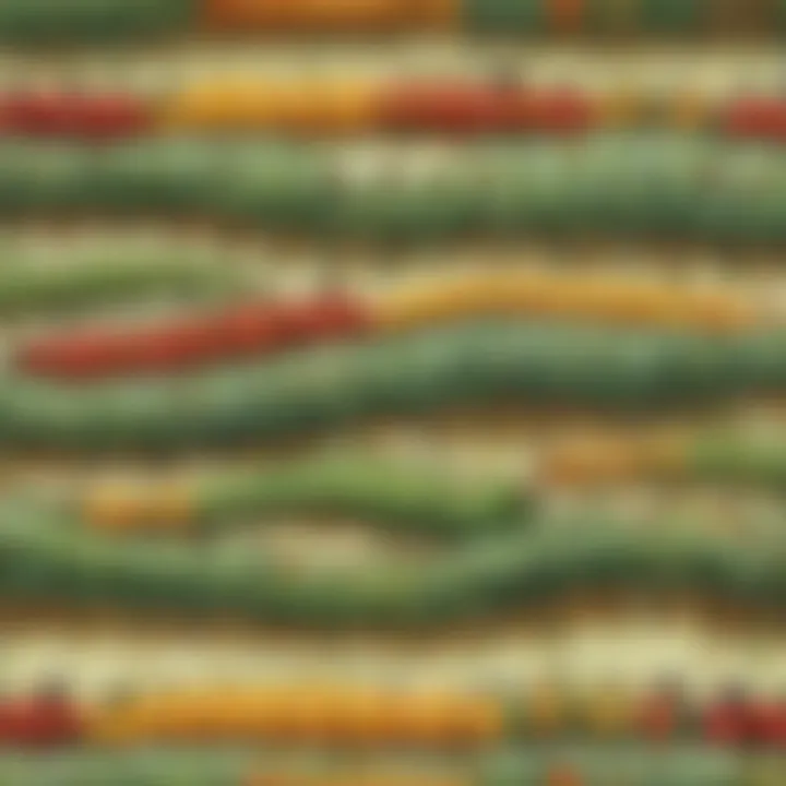 Colorful wall art featuring caterpillar characters