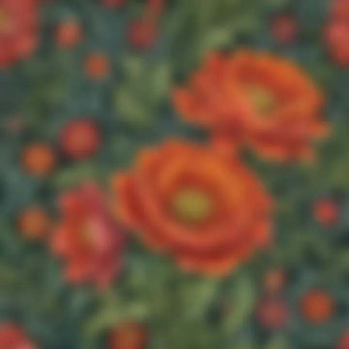 Vibrant and intricate floral motif in hand printing art