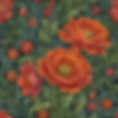 Intricate Floral Design Vibrant and intricate floral motif in hand printing art
