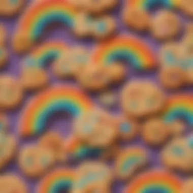 Cookie shaped like a playful rainbow with vibrant colors