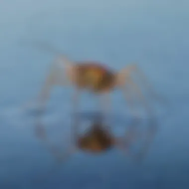 Close-up of water strider on water surface