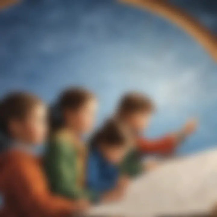 Group of children observing a weather chart