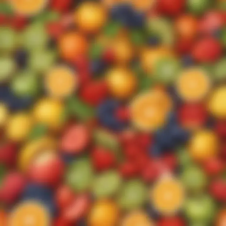 Colorful array of fresh fruits for shake recipes