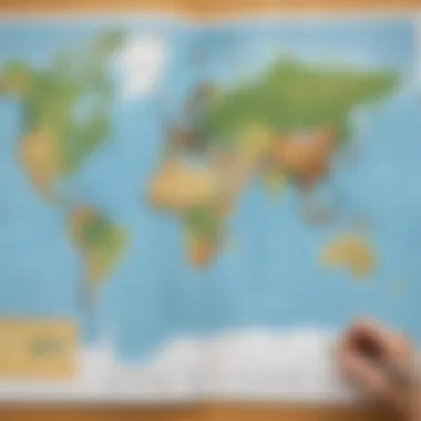 Illustration of a world map printable used in a geography lesson