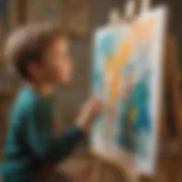 An artistic interpretation of a child analyzing a painting.