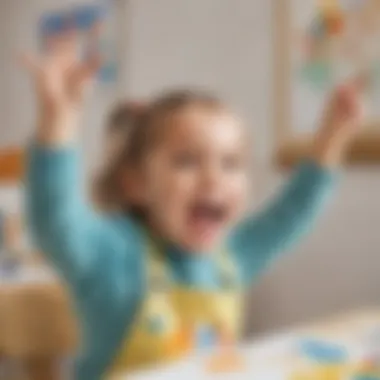 Kindergarten child painting with enthusiasm