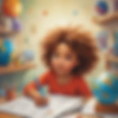 Exploration of Young Minds Illustration of young minds exploring creativity through worksheets