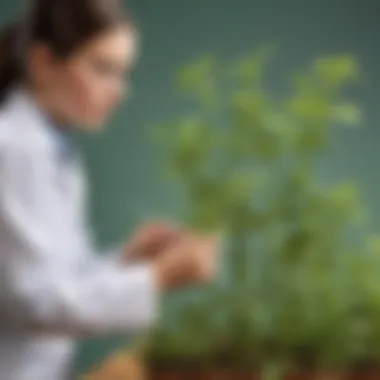 Young scientist examining plant growth experiment