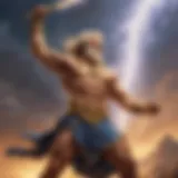 Mighty Zeus wielding his lightning bolt